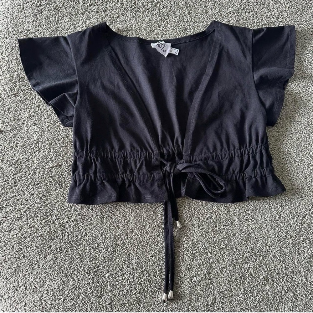 Princess Polly Black Cropped Blouse Size Small, 2